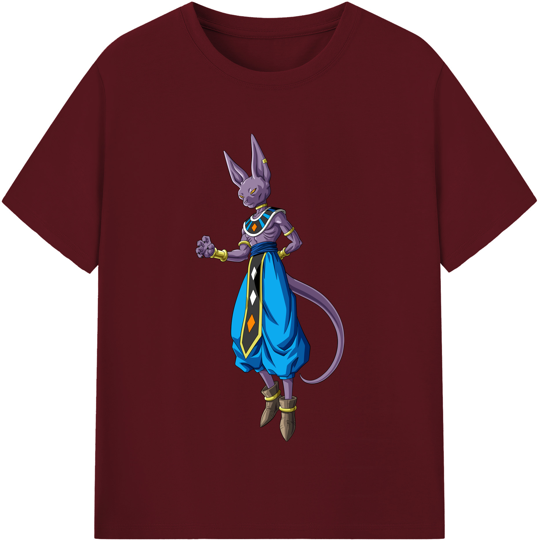 （画像用） ドラゴンボール ビルス 破壊神ビルス DRAGON BALL Beerus Birusu 綿100％半袖Tシャツ（フロントプリント）